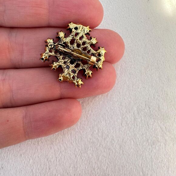 Vintage Jewelry Small Rhinestone Scatter Brooch Pin Fall Autumn Tiny Pin - Picture 3 of 3